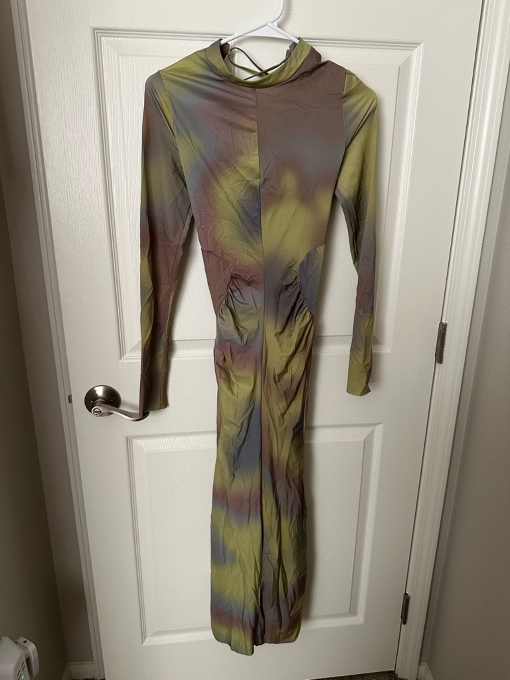 silence + noise Olive Multi Tie-Dye Long Sleeve Maxi Dress